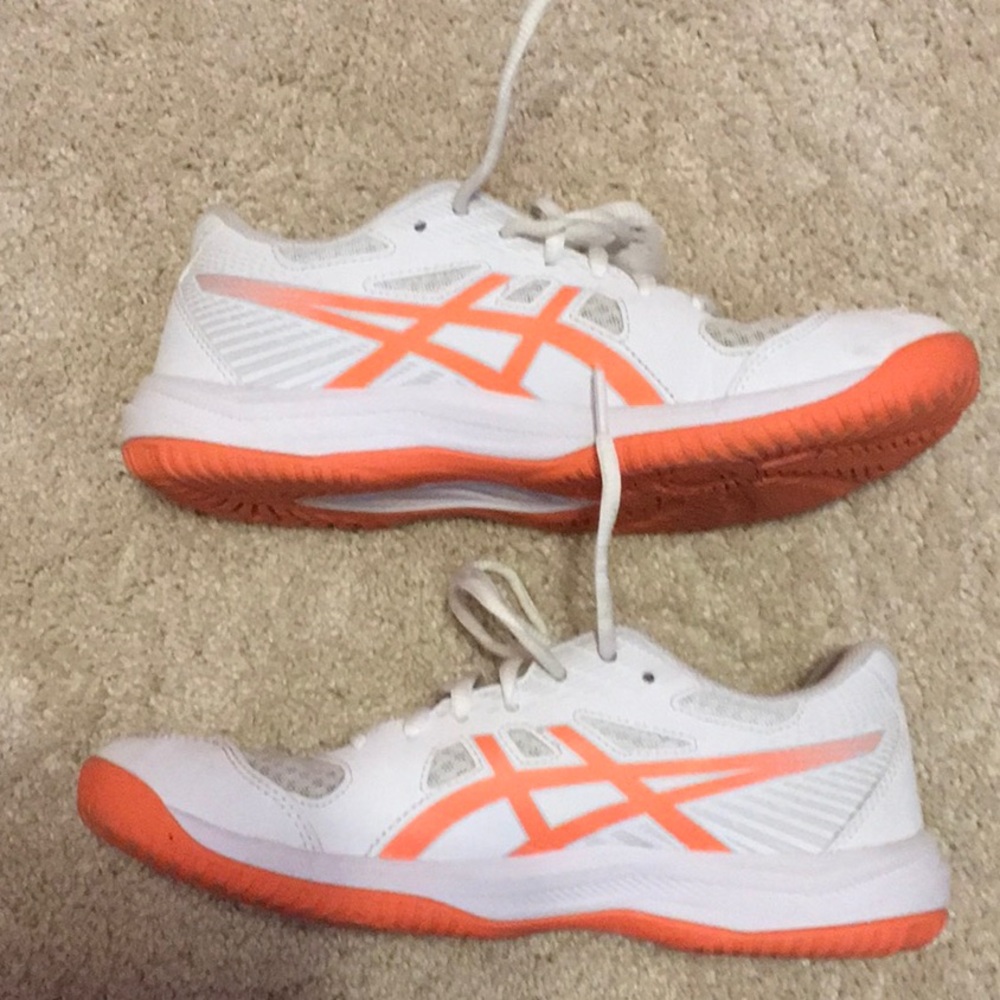 ASICS Upcourt 6 Volleyball Shoes - White/Vivid Coral - Picture 3 of 5